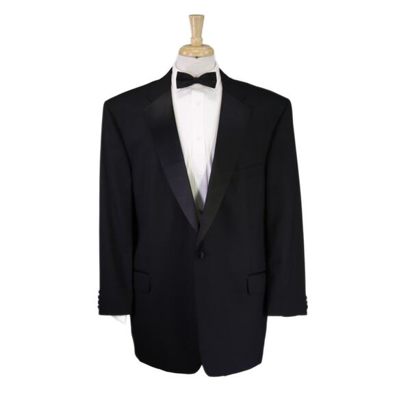 Jos A Bank Black Tuxedo Formal 1-Btn Wool Suit Men's 50R - Picture 1 of 9